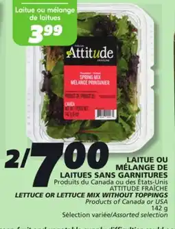 IGA ATTITUDE FRAÎCHE LETTUCE OR LETTUCE MIX WITHOUT TOPPINGS offer