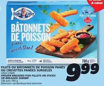 IGA HIGH LINER FROZEN BREADED FISH FILLETS OR STICKS OR BREADED SHRIMP offer
