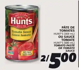 IGA HUNT'S TOMATO PASTE OR TOMATO SAUCE offer