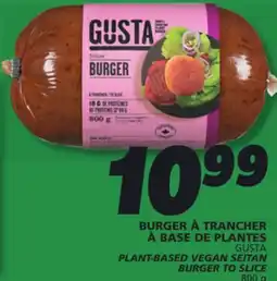 IGA GUSTA PLANT-BASED VEGAN SEITAN BURGER TO SLICE offer