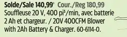 Canadian Tire Certified 20V 400CFM Blower with 2Ah Battery & Charger offer