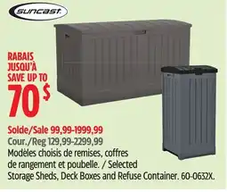 Canadian Tire Suncast Selected Storage Sheds, Deck Boxes and Refuse Container offer