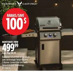 Canadian Tire 2-Burner Convertible BBQ with TempASSURED Technology offer
