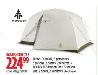 Canadian Tire WOODS LOOKOUT 6-Person Tent offer