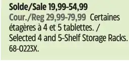 Canadian Tire Mastercraft Selected 4 and 5-Shelf Storage Racks offer