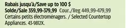 Canadian Tire Selected Countertop Appliances offer
