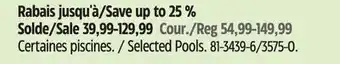 Canadian Tire Bestway Selected Pools offer