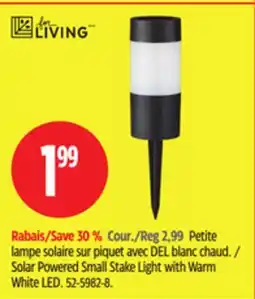Canadian Tire For Living Solar Powered Small Stake Light with Warm White LED offer