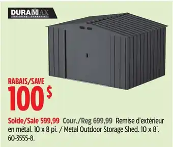 Canadian Tire Duramax Metal Outdoor Storage Shed offer