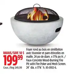 Canadian Tire Faux-Concrete Wood-Burning Fire Pit with Fire Poker and Mesh Screen offer