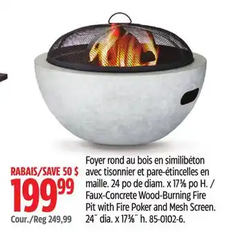 Canadian Tire Faux-Concrete Wood-Burning Fire Pit with Fire Poker and Mesh Screen offer