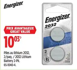 Canadian Tire Energizer 2032 Lithium Battery 2-Pk offer