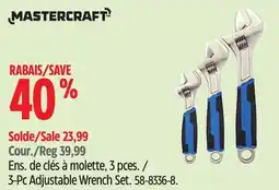 Canadian Tire mastercraft 3-Pc Adjustable Wrench Set offer