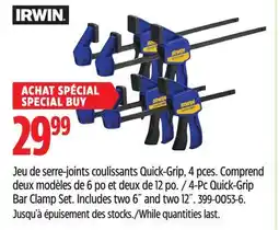Canadian Tire Irwin 4-Pc Quick-Grip Bar Clamp Set offer