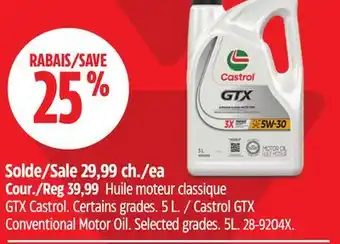 Canadian Tire Castrol GTX Conventional Motor Oil offer
