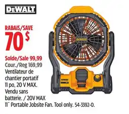 Canadian Tire Dewalt 20V MAX 11˝ Portable Jobsite Fan offer