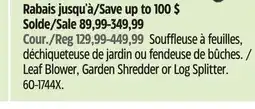 Canadian Tire Leaf Blower, Garden Shredder or Log Splitter offer
