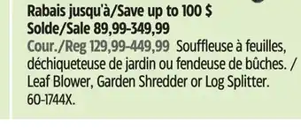 Canadian Tire Leaf Blower, Garden Shredder or Log Splitter offer