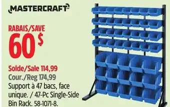 Canadian Tire MASTERCRAFT 47-Pc Single-Side Bin Rack offer