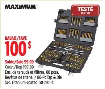Canadian Tire Maximum 86-Pc Tap & Die Set offer