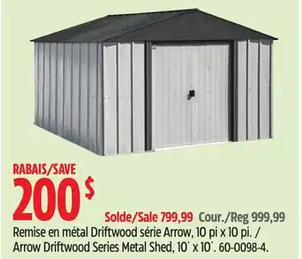 Canadian Tire Arrow Driftwood Series Metal Shed offer