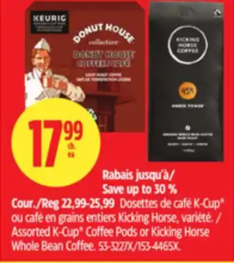 Canadian Tire Assorted K-Cup Coffee Pods or Kicking Horse Whole Bean Coffee offer