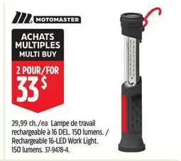 Canadian Tire Motomaster Rechargeable 16-LED Work Light offer