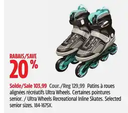 Canadian Tire Ultra Wheels Recreational Inline Skates offer