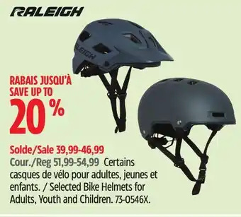 Canadian Tire Raleigh Selected Bike Helmets for Adults, Youth and Children offer
