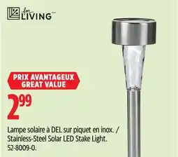Canadian Tire For Living Stainless-Steel Solar LED Stake Light offer