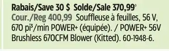 Canadian Tire EGO POWER+ 56V Brushless 670CFM Blower (Kitted) offer