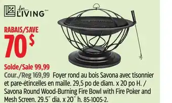 Canadian Tire For Living Savona Round Wood-Burning Fire Bowl with Fire Poker and Mesh Screen offer