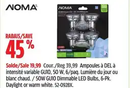 Canadian Tire Noma 50W GU10 Dimmable LED Bulbs offer