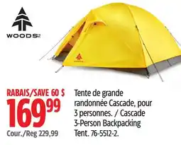 Canadian Tire Woods Cascade 3-Person Backpacking Tent offer