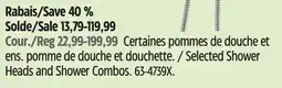 Canadian Tire Selected Shower Heads and Shower Combos offer