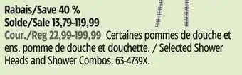 Canadian Tire Selected Shower Heads and Shower Combos offer