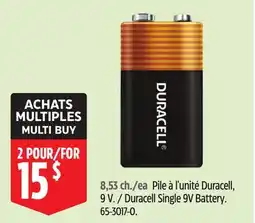 Canadian Tire Duracell Single 9V Battery offer