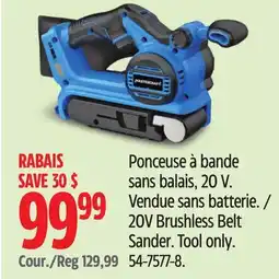 Canadian Tire Mastercraft 20V Brushless Belt Sander offer