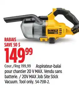 Canadian Tire Dewalt 20V MAX Job Site Stick Vacuum offer