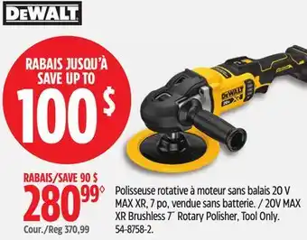 Canadian Tire Dewalt 20V MAX XR Brushless 7˝ Rotary Polisher offer