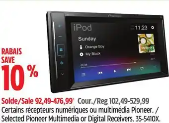 Canadian Tire Selected Pioneer Multimedia or Digital Receivers offer