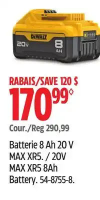 Canadian Tire DEWALT MAX XR5 8Ah Battery offer