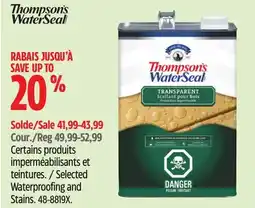 Canadian Tire Thompson's WaterSeal Selected Waterproofing and Stains offer