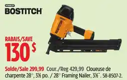 Canadian Tire Bostitch 28° Framing Nailer, 31⁄2˝ offer