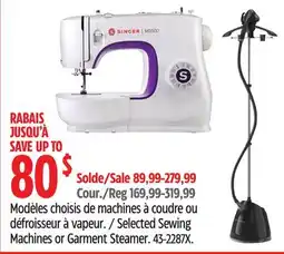 Canadian Tire Selected Sewing Machines or Garment Steamer offer