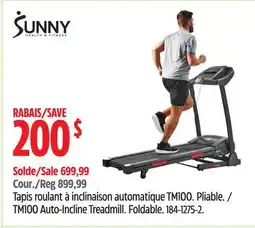 Canadian Tire SUNNY TM100 Auto-Incline Treadmill offer