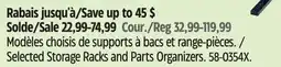 Canadian Tire Mastercraft Selected Storage Racks and Parts Organizers offer