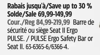 Canadian Tire PULSE Ergo Safety Bar or Seat II offer