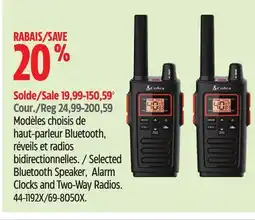 Canadian Tire Selected Bluetooth Speaker, Alarm Clocks and Two-Way Radios offer