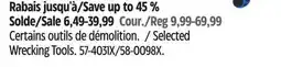 Canadian Tire Mastercraft Selected Wrecking Tools offer